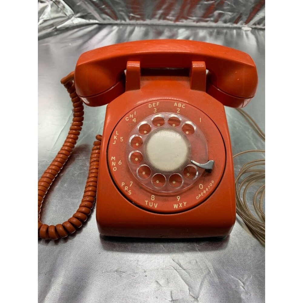 Vintage Stromberg-Carlson Rotary Dial Telephone Orange Retro Landline Phone